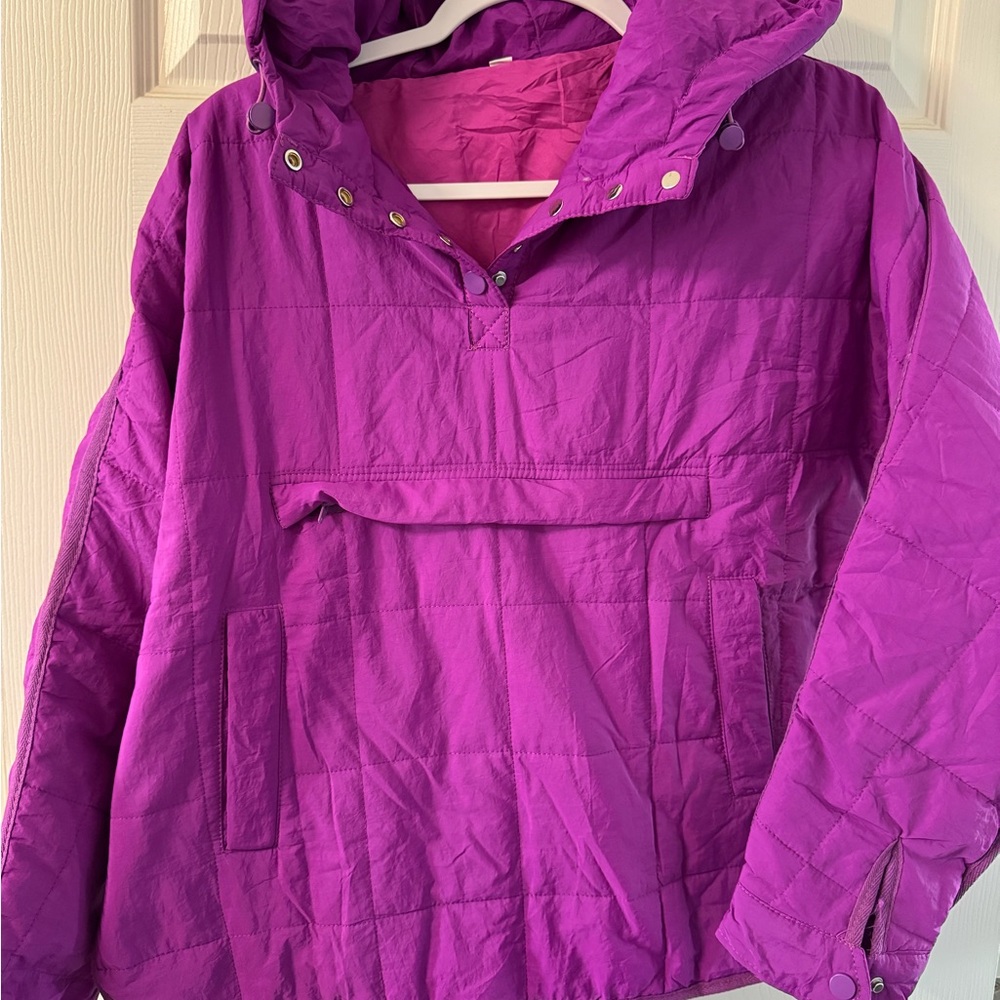 Purple Quilted Hooded Jacket
